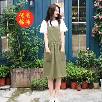 

Apron breathable cotton summer home kitchen lovely manicure milk tea shop women work skirt custom printed logo