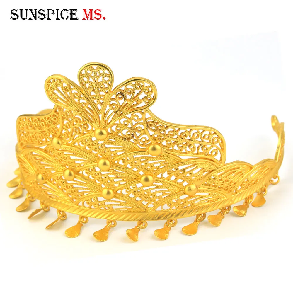 Sunspicems элегантные золотистые африканские ювелирные изделия Тиары Корона для
