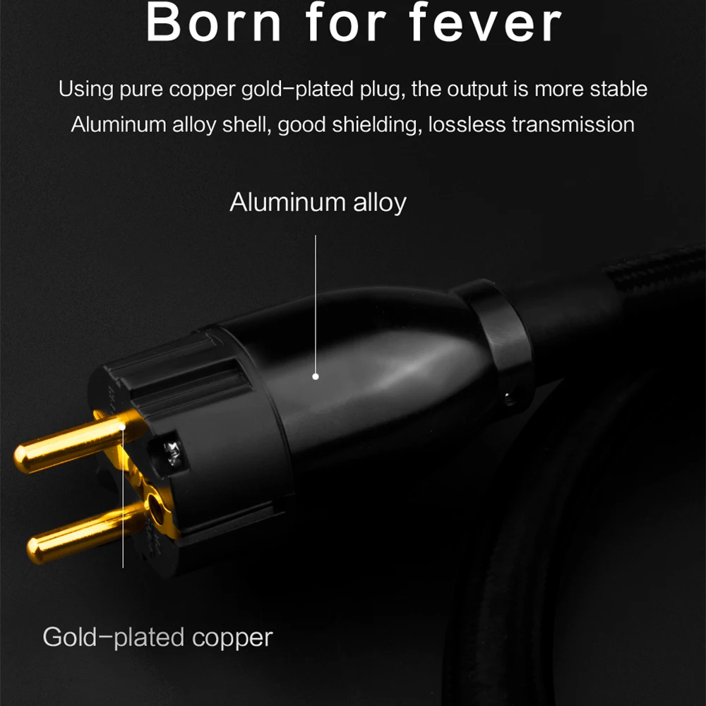 업그레이드된 AC 전원 코드, 고품질 순수 구리 전원 플러그, EU Schuko 전원 케이블, 2.0 m HIFI 전원 케이블