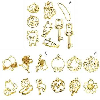 

1set Cat Sport Flower Shape Metal Frame DIY Resin Molds Crystal Epoxy UV Silicone Jewelry Pendant Making Accessories