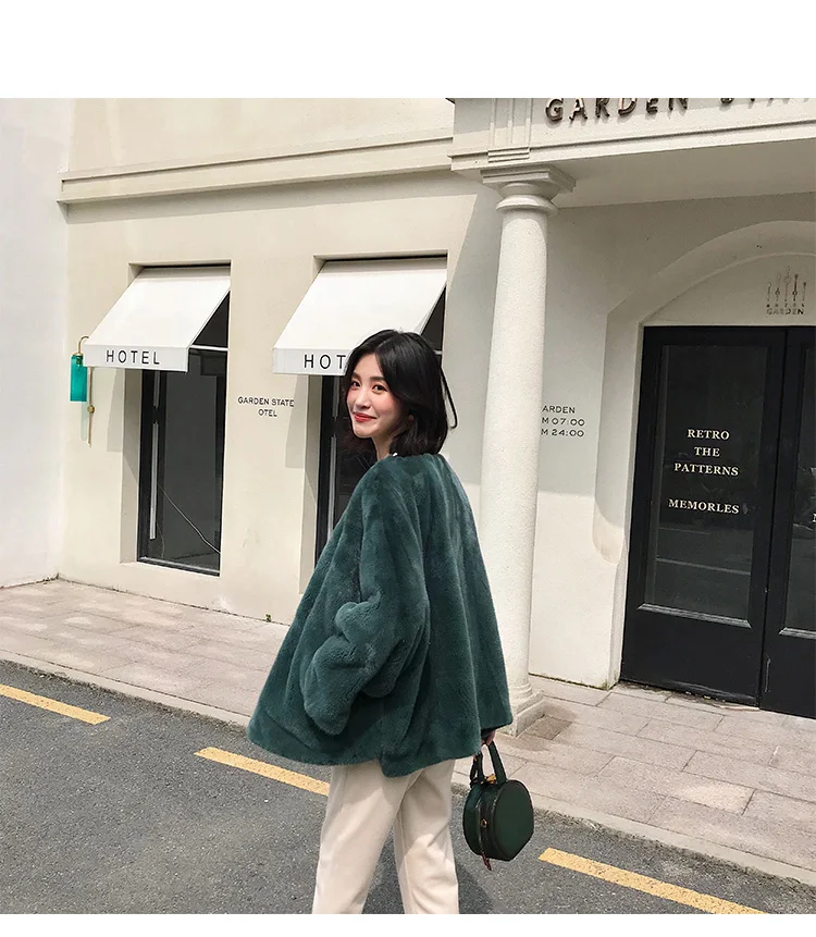 new bat sleeve casual loose mink fur coat 1008