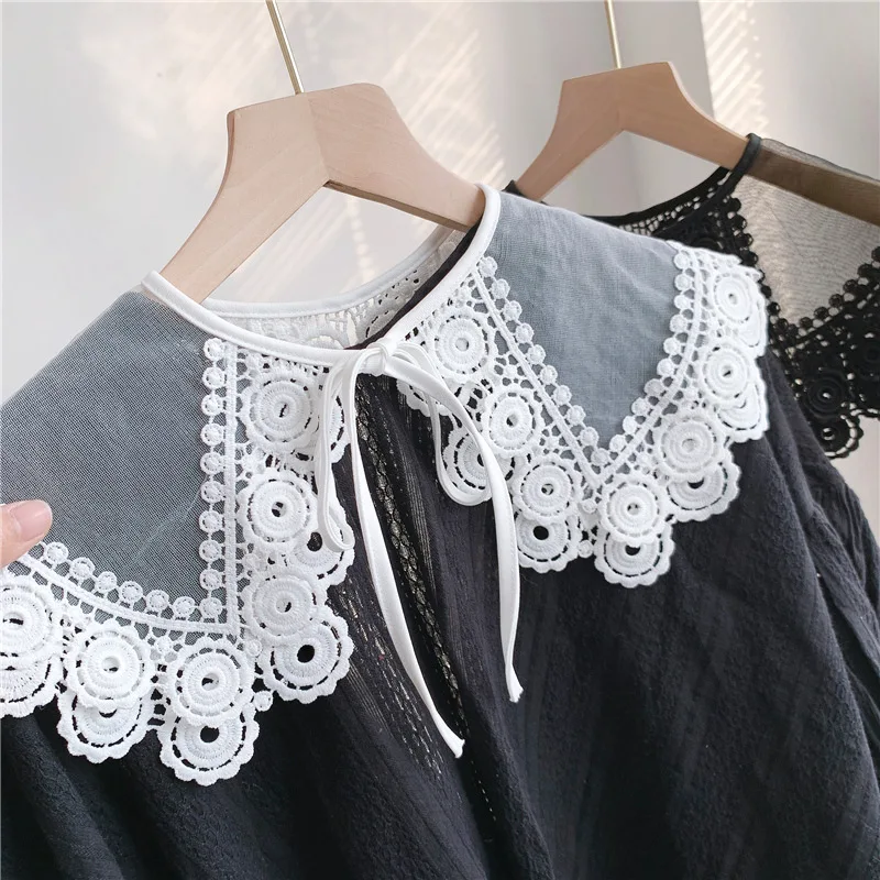 

Women Lace Fake Collar Women Shirt Lace Embroidery Doll Detachable Collar Decorative Ladies Hollow Necklace False Collar Shawl