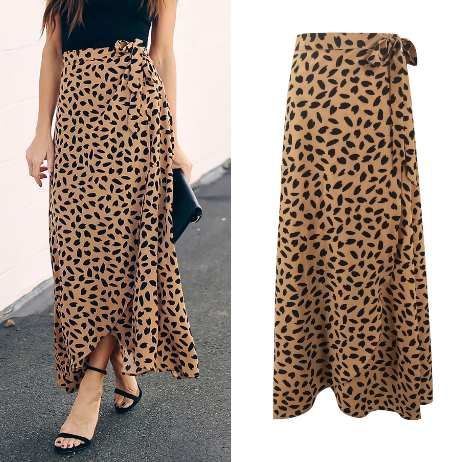 Hot Selling Summer New Products WOMEN'S Dress Polka Dot Printed Slit Long Skirts Skirt 2820