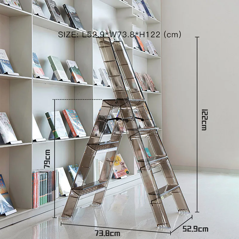 JOYLOVE Japanese Household Ladder Transparent Acrylic Portable Telescopic Folding Ladder Storage Three-step Pedal Plastic Ladder JOYLOVE Japanese Household Ladder Transparent Acrylic Portable Telescopic Folding Ladder Storage Three-step Pedal Plastic Ladder