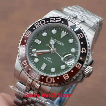 

Sapphire Glass Bliger 40mm Green Dial Ceramic Bezel Luminous Marks 30m Water Resistance GMT Function Automatic Movement Watches