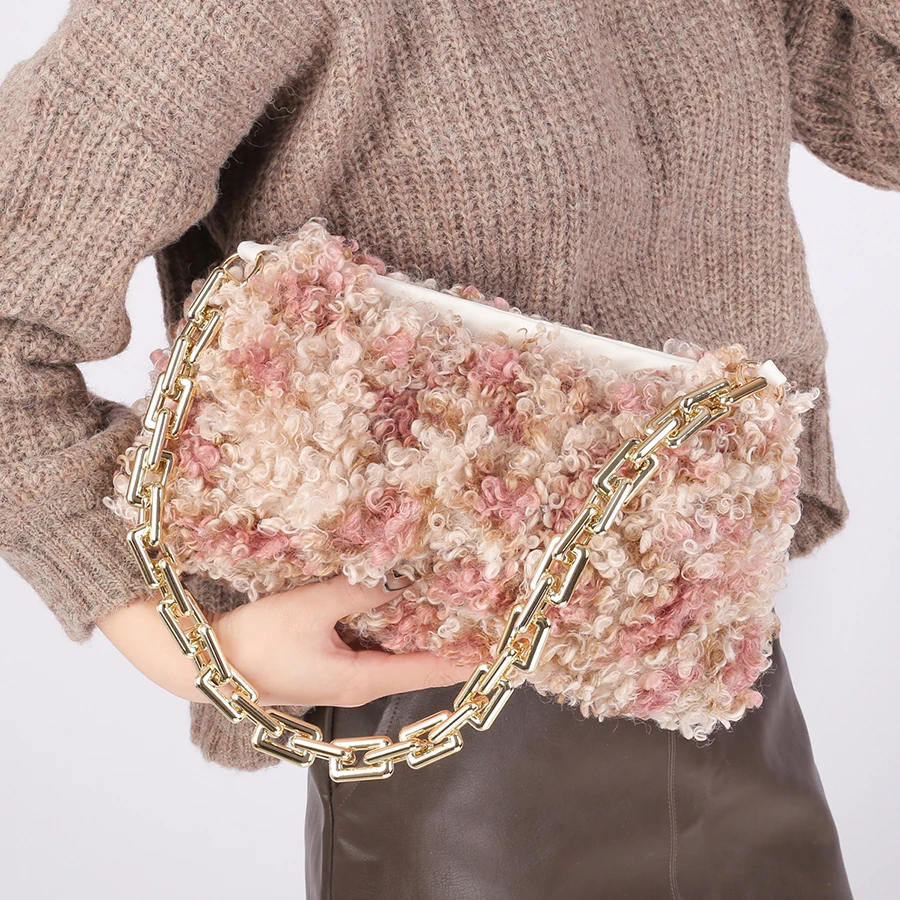 

Crossbody Bags for Women 2021 Design Winter Women's Handbag Soft Plush Shoulder Bags Thick Chain Handbags Warm Fur Underarm Bags