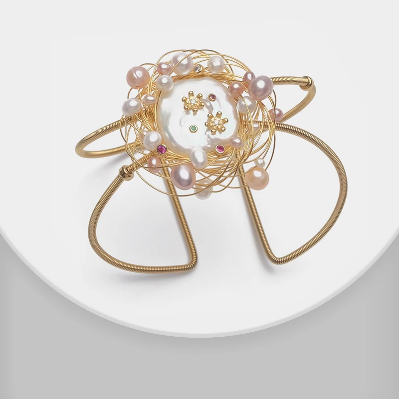 

Natural pearls Flower design fashion bangles