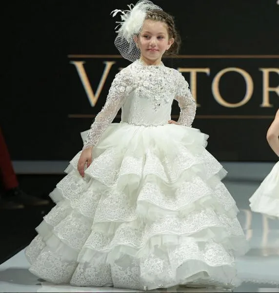Kleine Prinses Wit Pageant Jurken Lange Mouwen Kant Tiered Bloem Meisje Jurken Voor Bruiloft Baby Meisjes Verjaardag Jurk Kleine Prinses Wit Pageant Jurken Lange Mouwen Kant Tiered Bloem Meisje Jurken Voor Bruiloft Baby Meisjes Verjaardag Jurk