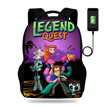 

BULEFLYER Legend quest Print Backpacks Boys/Girls School Bags Laptop Travel Bags Teenage Notebook Backpack USB Charge Mochila