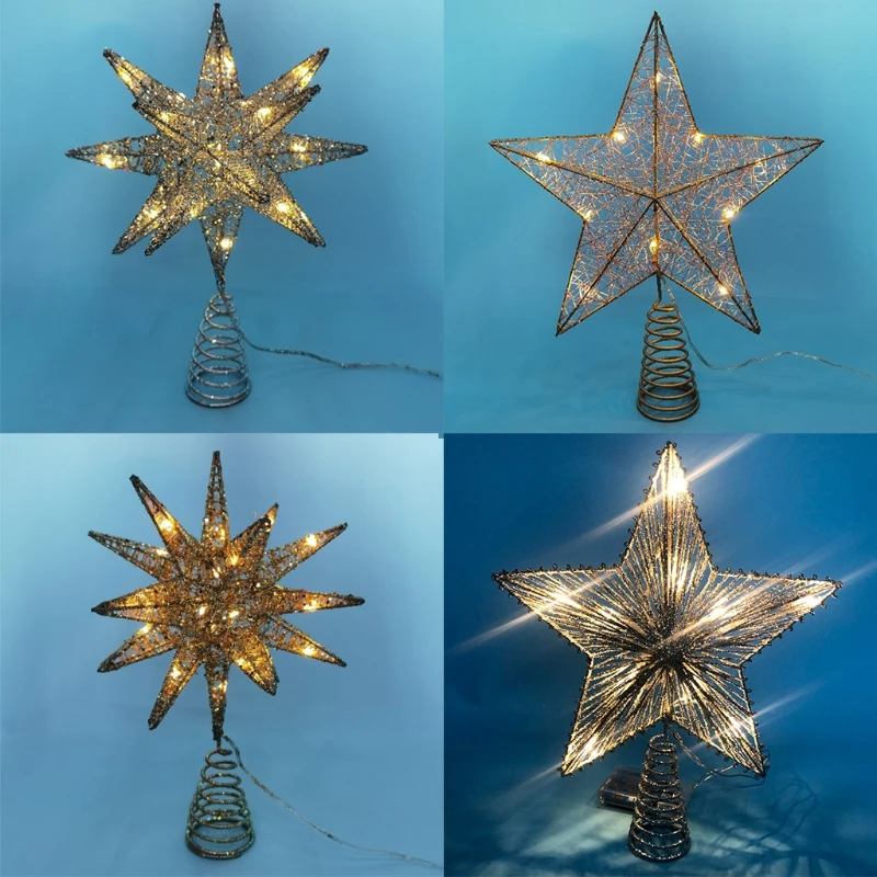 Christmas Tree Led Star Tree Topper Battery Operated Treetop Decoration Hanging Xmas Decoration
