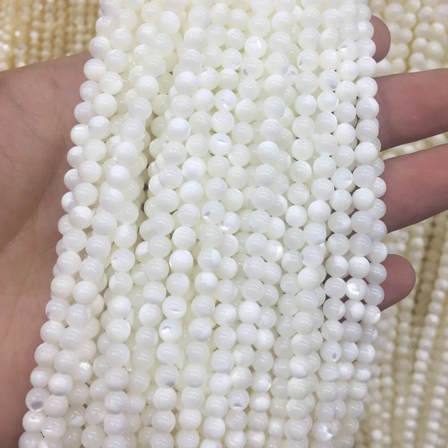 Natural-Pearl-Shell-Beads-White-Round-Beads-Mother-of-Pearl-Freshwater ...