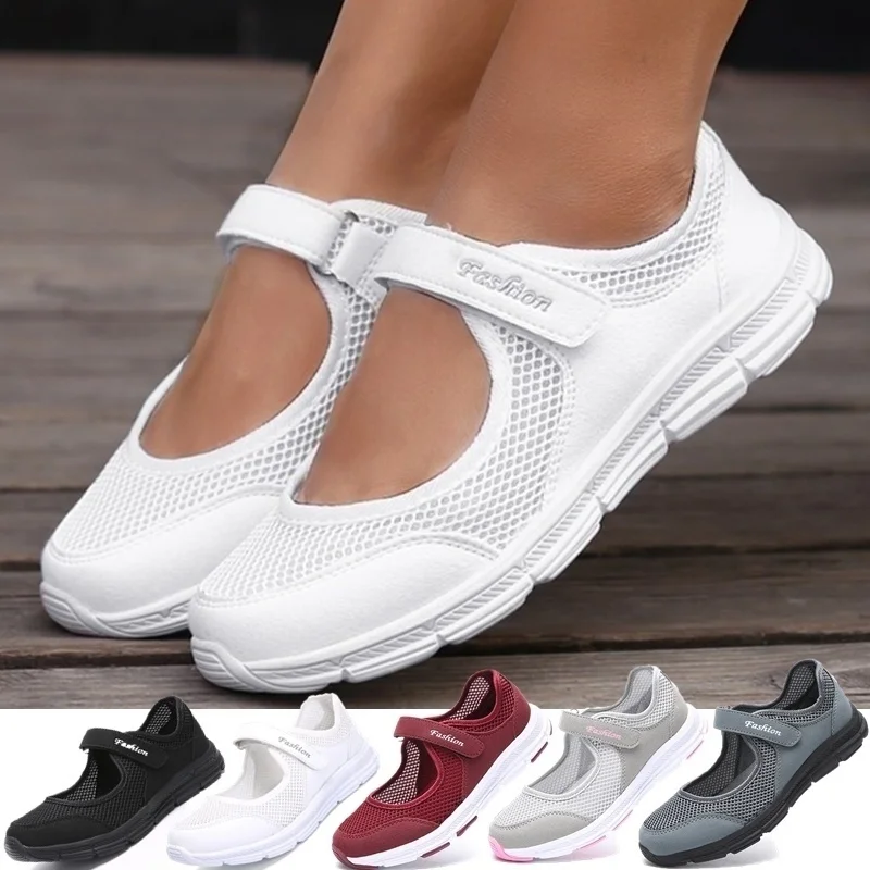 Zapatillas De correr informales para Mujer, Zapatos planos cómodos De tela De malla tejida, 239