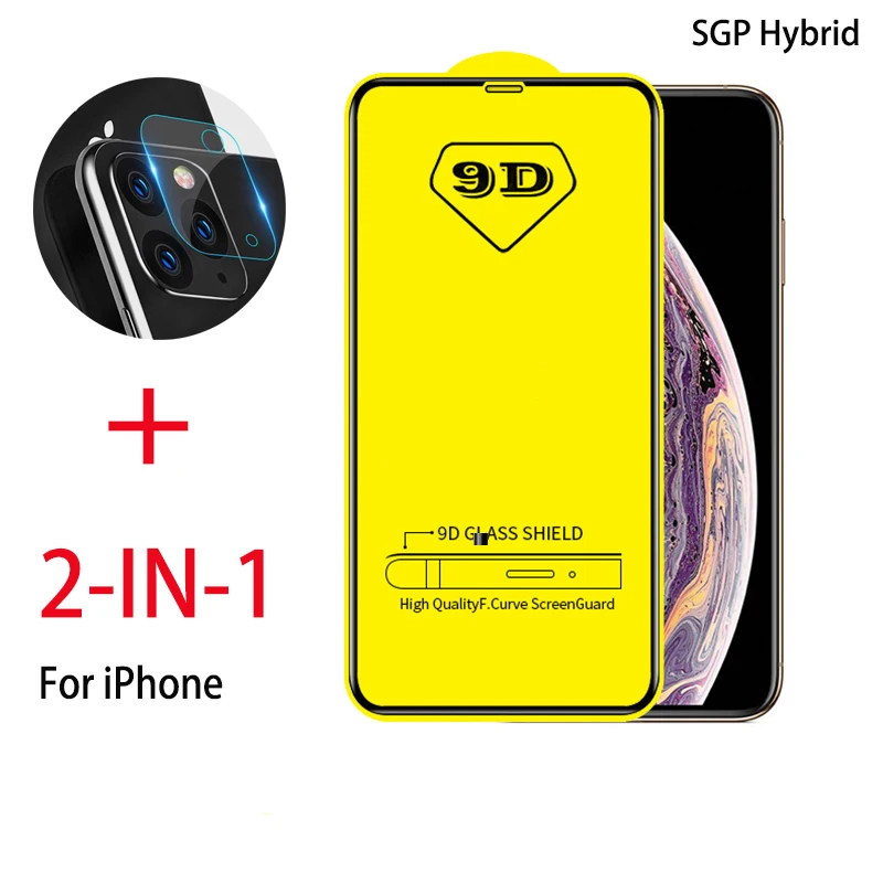 2 in 1 For iPhone 11 Pro Max XR XS Protector 9D Back Camera Lens