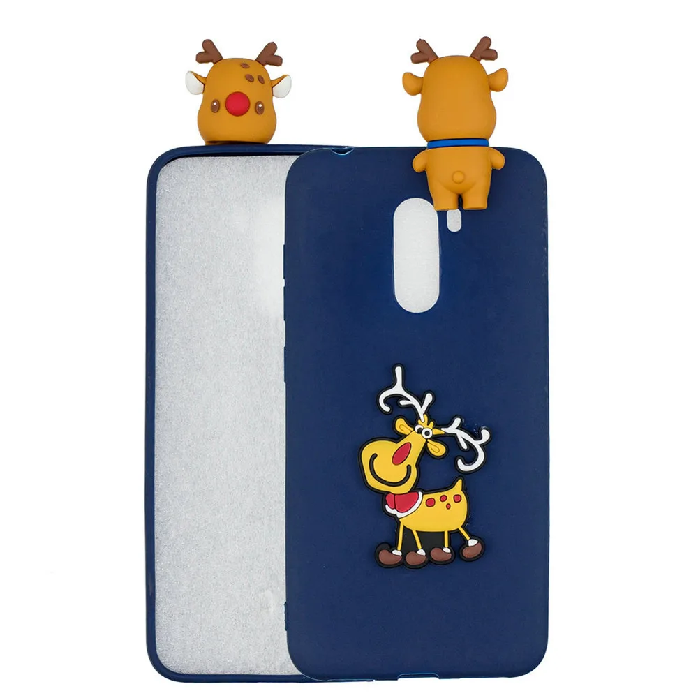 Christmas Cover For Xiaomi MI A1 A2 Pocophone F1 Cartoon NEW YEAR Gift TPU Case for Redmi 4X S2 Note 4 Soft Silicone Cover - Color: Dark Blue elk