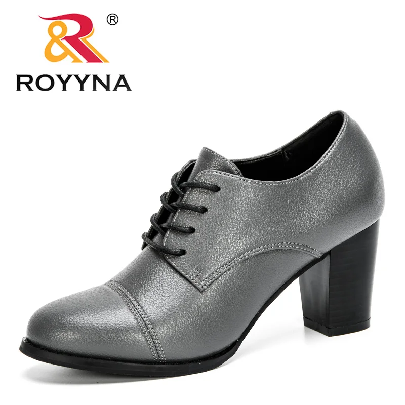 Ladies Shoes Lace-Up Women Pumps Round-Toe Office High-Heels Footwear ROYYNA Comfy Feminimo