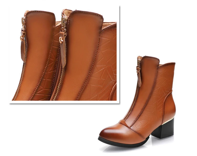 Fashion Genuine Leather Winter Boots Women Shoes Booties Woman Martin Boots Platform Shoes Botines Mujer