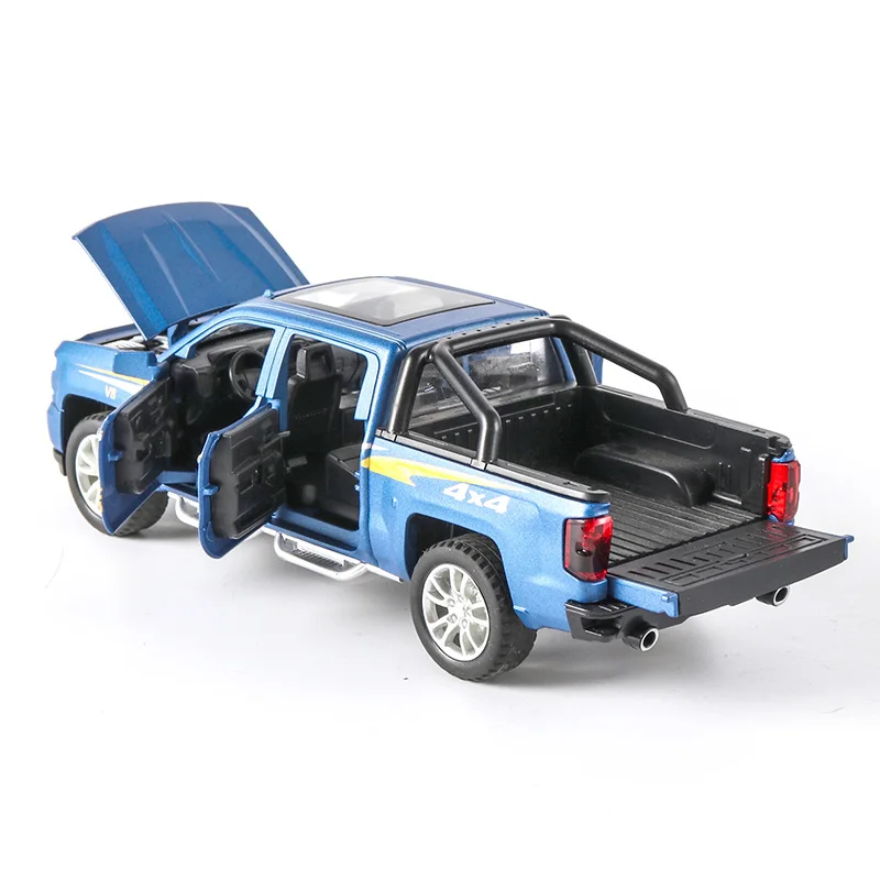 Diecast Car Chevrolet Silverado Truck 1:32 Model Simulation Metal Alloy Pull Back Toys Collection Gifts For Kids Children Diecast Car Chevrolet Silverado Truck 1:32 Model Simulation Metal Alloy Pull Back Toys Collection Gifts For Kids Children