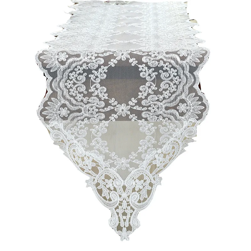 High Quality Proud Rose Luxury Lace Table Runner Tablecloth TV Cabinet Cover Cloth Embroidered Coffee Table Flag Wedding Decor