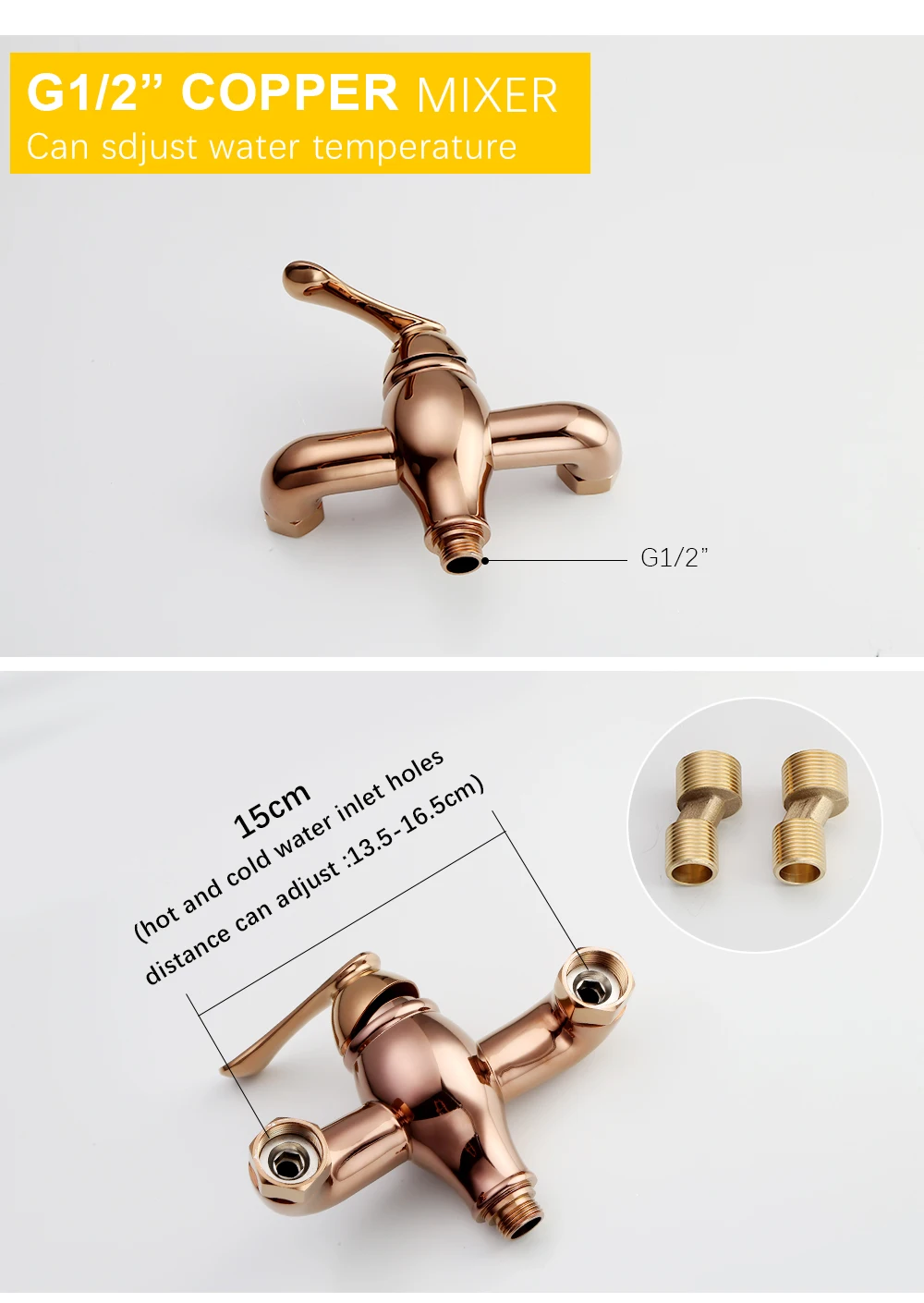 Description Picture 6 of itemHand Held Bidet Sprayer Rose Gold Solid Brass Hot And Cold Mixer Valve Faucet Douche Kit Toilet Shattaf Shower Polishing AP2192