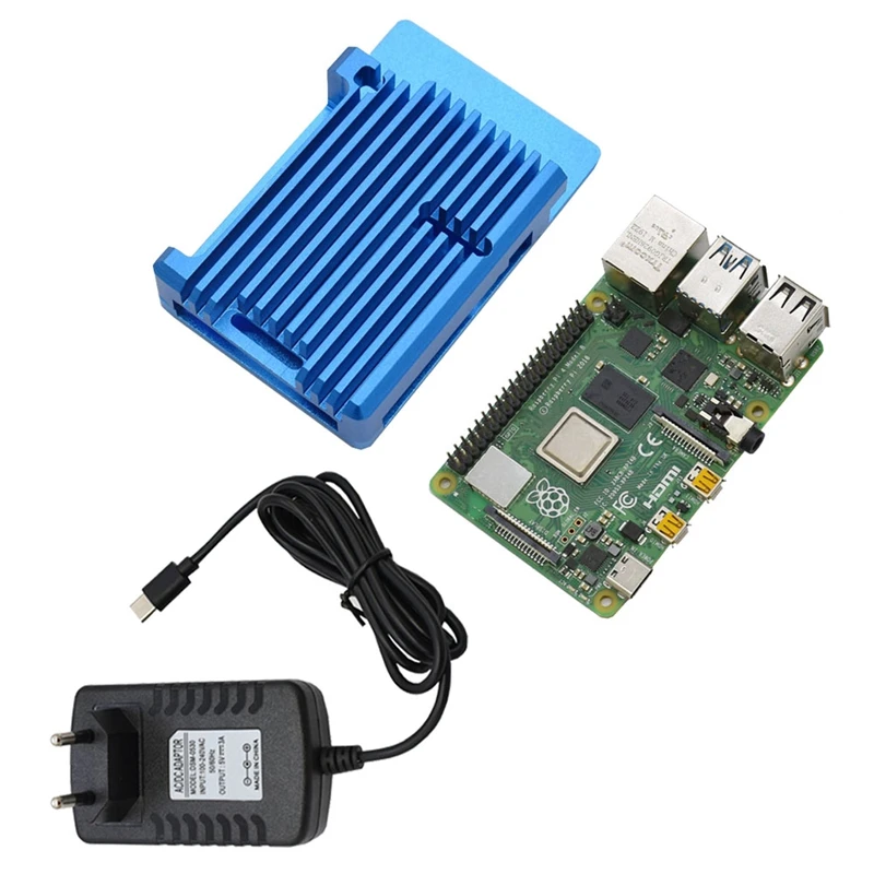Для Raspberry Pi 4B 2G ram DIY Kit Поддержка 2,4/5,0 GHz wifi Bluetooth 5,0 с алюминиевым ЧПУ сплав защитный Синий чехол 5V 3A P