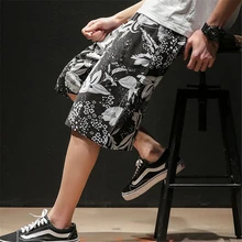 Японский стиль Харадзюку широкие брюки женские свободные Kanagawa с принтом брюки мужские повседневные Ukiyo-e Высокая талия Капри уличная одежда