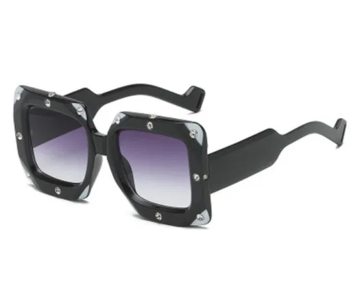 Большие Квадратные Солнцезащитные очки для женщин, новинка, модные, с заклепками, черные, белые, солнцезащитные очки, индивидуальные солнцезащитные очки для мужчин, UV400 lentes de sol mujer - Цвет линз: 8