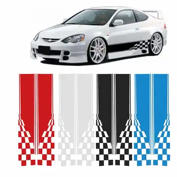 

Universal 2pcs Car Truck Body Racing Stripe Sticker Decal Checkered Flag Auto Graphic Decal Vinyl For Audi For Lexus For Mazda