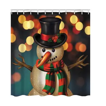 

Snowman Christmas Shower Curtain, Custom Home Decor Christmas Decoration Polyester Fabric Shower Curtain Bathroom Curtain