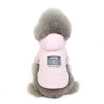 Light Pink Толстовка с капюшоном для собак, зимняя теплая жилетка для собаки, одежда для двух ног, пальто для собак из хлопка, маленькая средняя куртка для собаки, одежда для щенков в холодную погоду - Цвет: Light Pink