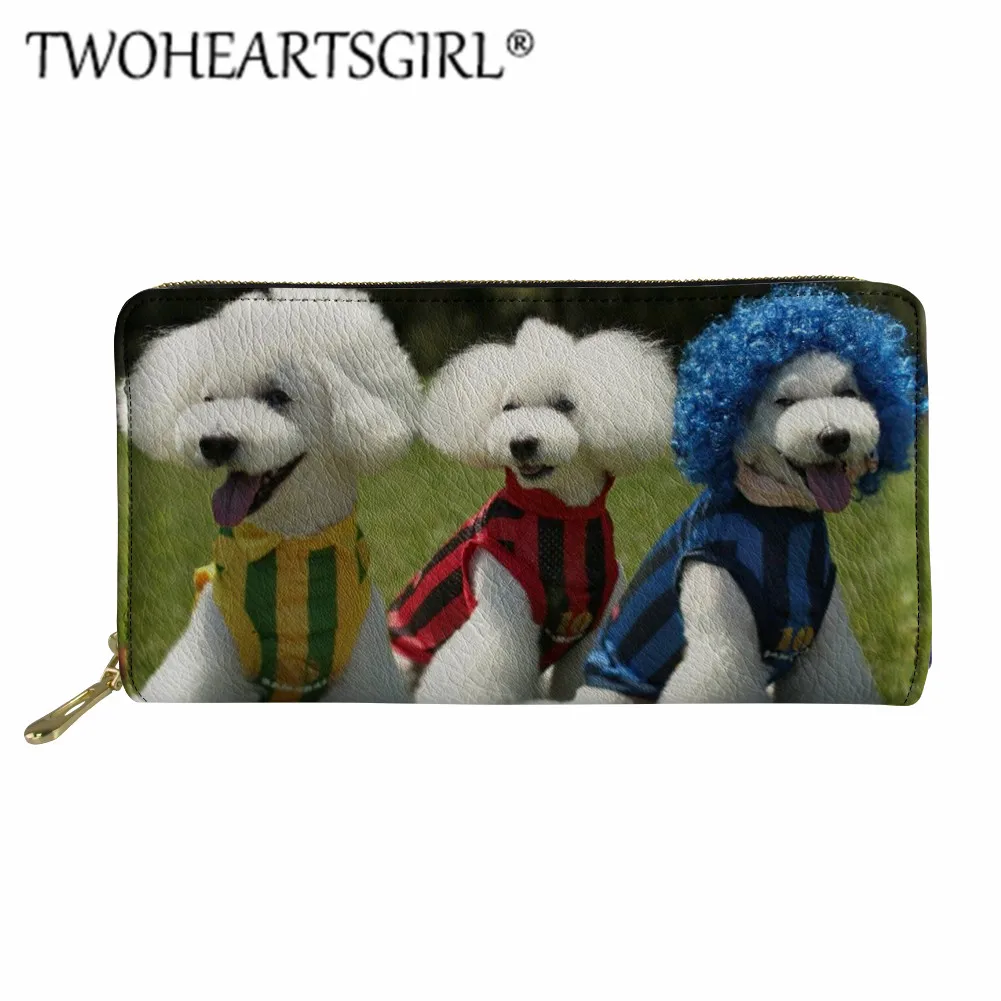 L2808Z21 Twoheartsgirl белый бишон фризе принт женский большой женский кошелек Повседневный телефон карманный кошелек держатель для кредитных карт для дам - Цвет: L2808Z21