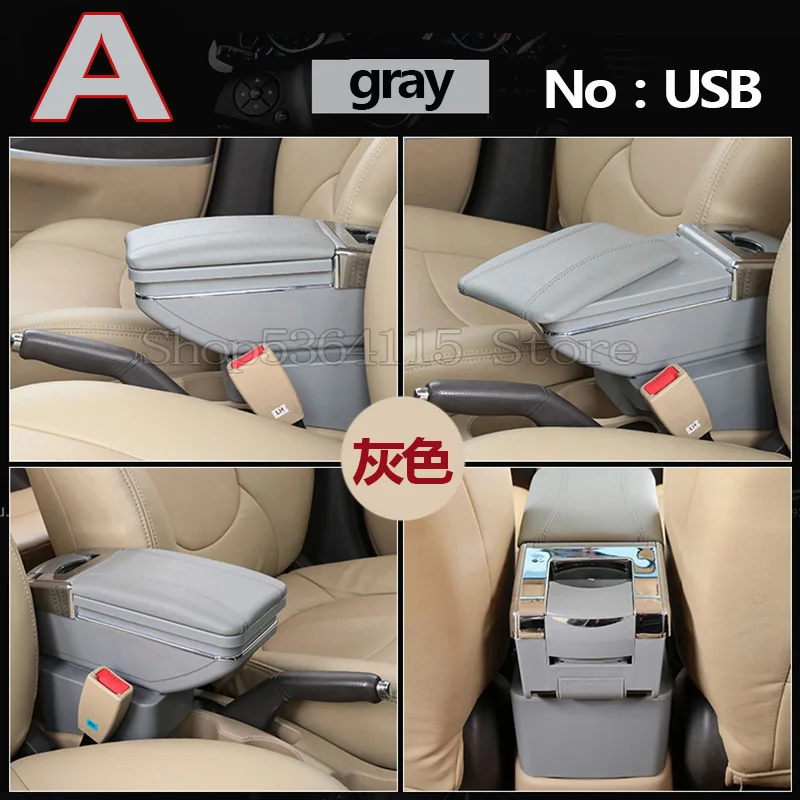 A gray Для Citroen C4 хэтчбек 2004-2010 автомобильный подлокотник коробка центральный магазин содержимое коробка подстаканник интерьер автомобиля-стиль - Название цвета: A gray