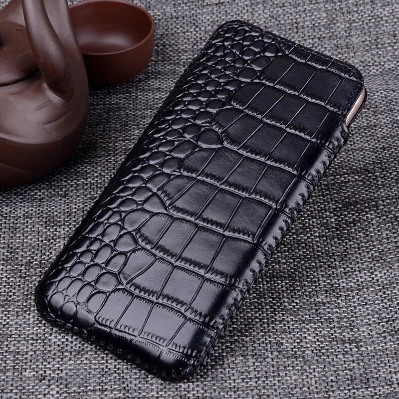 

Real Leather Pull Sleeve Pouch Phone Case for Apple iphone X Xs XR Xs Max Genuine Cowhide Cow Skin Crocodile Grain Wallet Bag