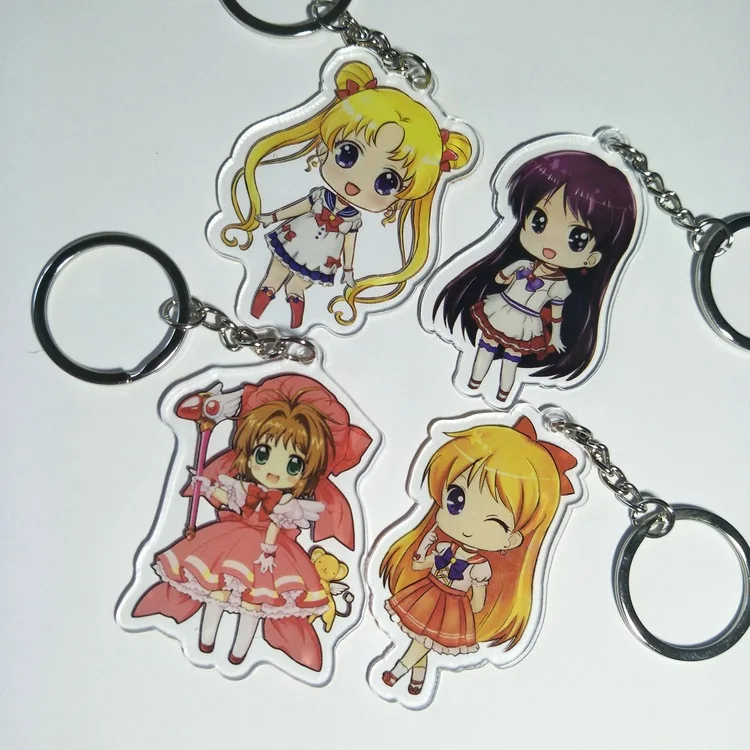 Аниме-атрибутика, новые продукты, милый девочка воин, акриловый брелок, подвеска Usagi, гибкое кольцо для ключей Сакура для девочек