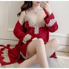 Женская пижама, атласная пижама, 1 и 5 штук, Сексуальная кружевная Пижама, Пижама для сна, для дома, шелковая ночная Пижама, домашняя одежда, Пижамный костюм