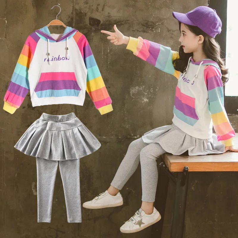 Style One Одежда для девочек; сезон весна-осень; Детские костюмы в полоску для девочек; толстовки с капюшоном; юбка-брюки; комплект одежды для детей; костюм для малышей и подростков - Цвет: Style One