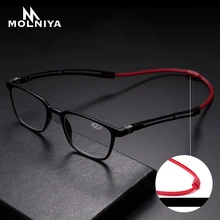 0~+ 4,0 унисекс Сверхлегкий магнит Висячие шеи очки для чтения лупа для женщин и мужчин регулируемые ноги очки для пресбиопии