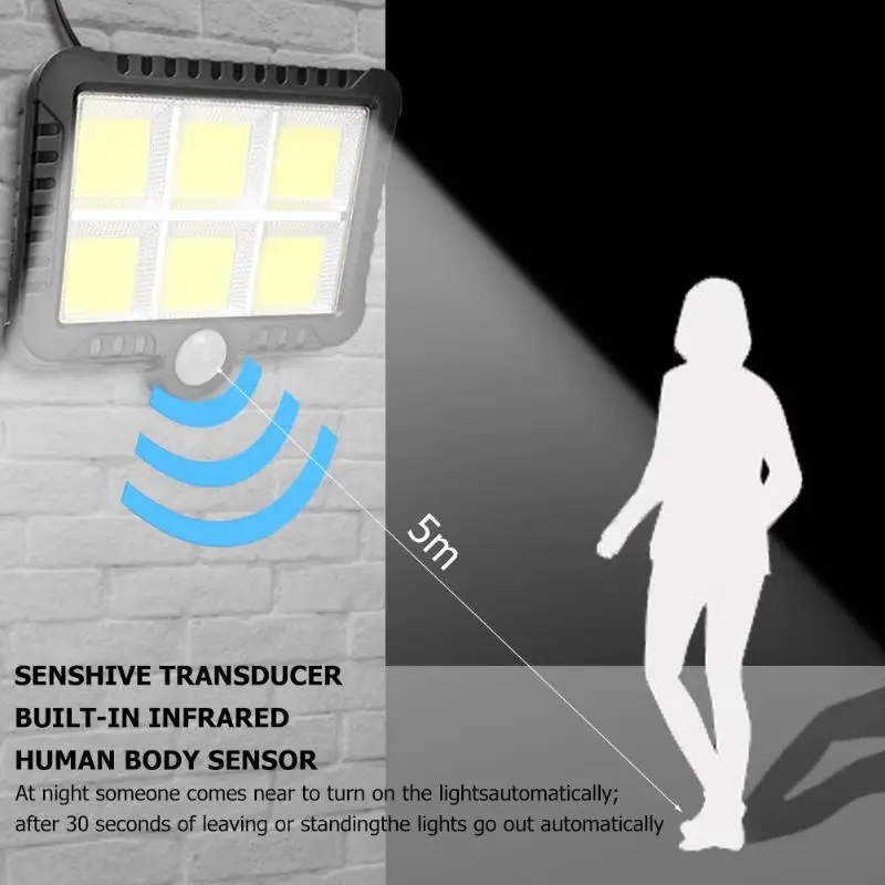 COB 120LED Солнечная лампа датчик движения настенный светильник водонепроницаемый садовый светильник Открытый Путь ночной Светильник ing горячая распродажа