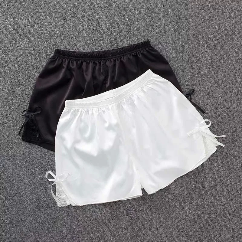 de Seda Das Mulheres Praia повседневные Черные белые кружевные шорты Moda de Alta Cintura Fina фитнес плюс размер