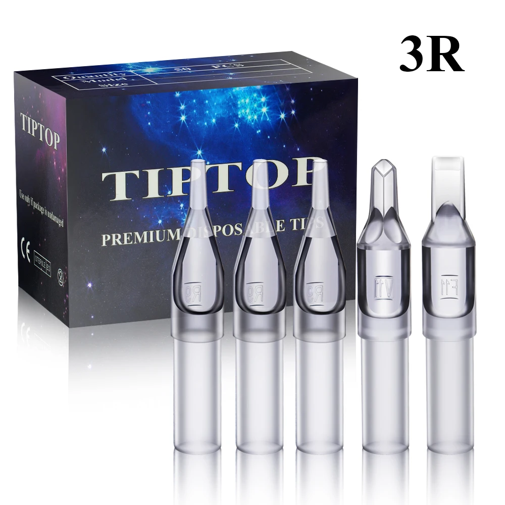 100Pcs Grey Disposable Tattoo Tips 3RT Sterile Assorted Plastic