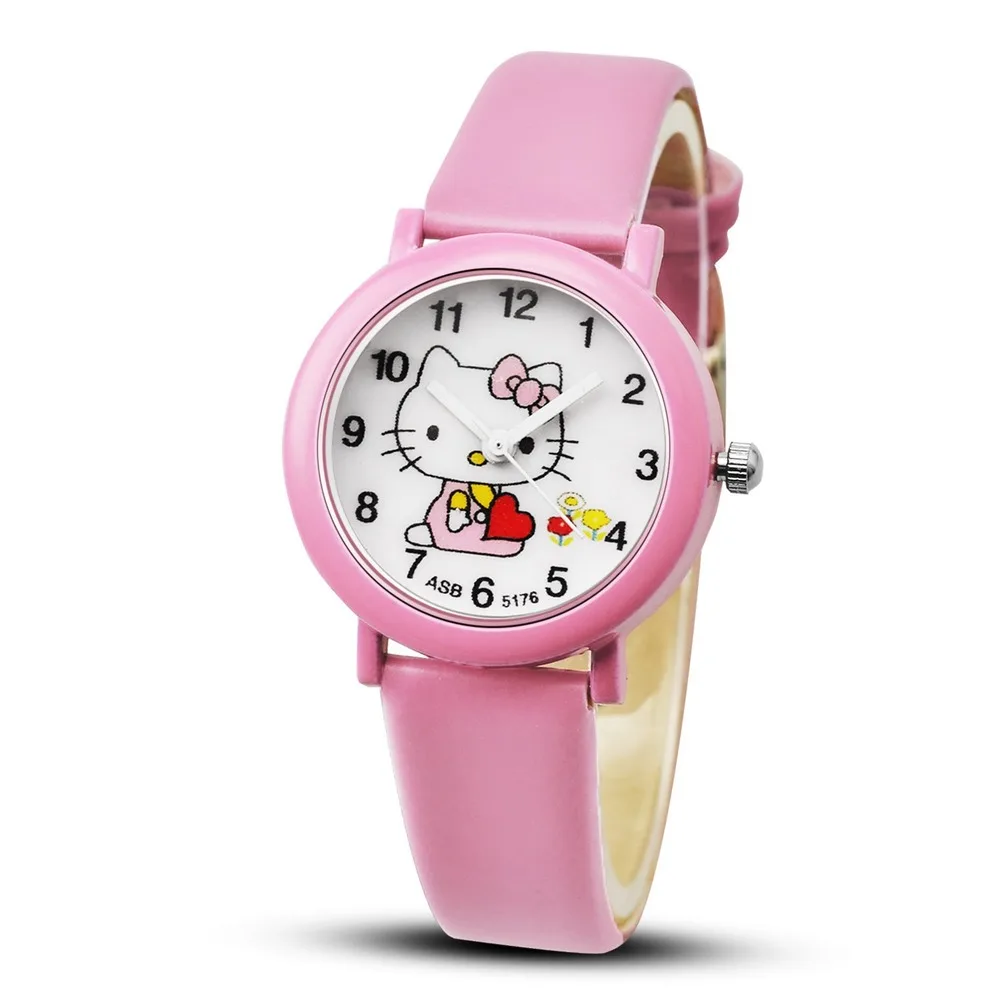 Детские кварцевые наручные часы hello kitty Cat модные повседневные часы для девочек милые детские часы с силиконовым ремешком