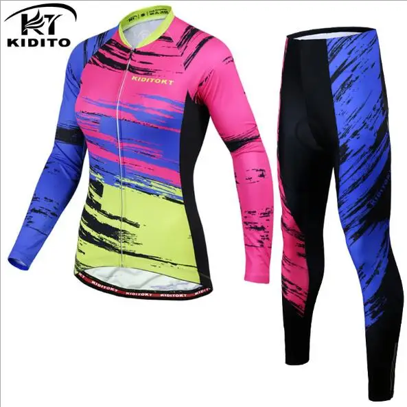 Cycling jersey set women Roupa Maillot ciclismo road Bike Anti-UV Cycling clothing autumn long sleeve jersey sets triathlon suit