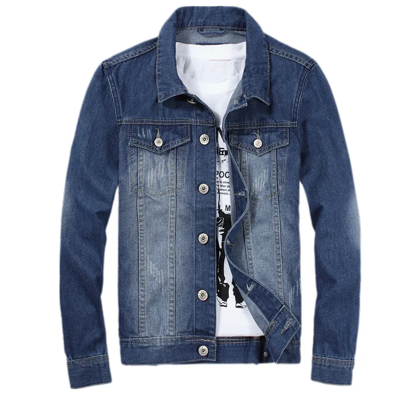 

Jeans Coat Men's Autumn And Winter New Style Long Sleeve Jacket Men's Cowboy Fashion Handsome Cheap