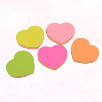 

5pcs Notepads Heart Shape Useful Self-Stick Stylish Student Stationery for Office