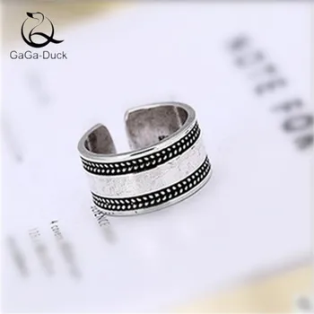 

New Retro Thai Silver Two Sides Of Leaves 925 Sterling Silver Fashion Jewelry Middle Smooth Exquisite Opening Rings R428