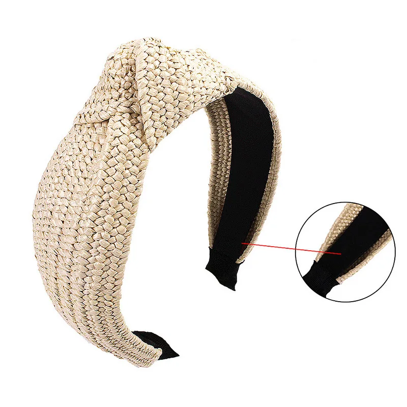 hair clip ins Korean Knotted Handmade Straw Headband Weaving Turban For Women Girls Hair Hoop Bezel Wide Hairbands Hair Accessories Headwear head scarf bandana