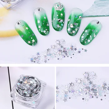 

Hot! 6Box /Set Sparkly 3D Sequins Colorful Nail Art Glitter Nail Glitter Flakes Polish Manicure Eye Makeup Accessories