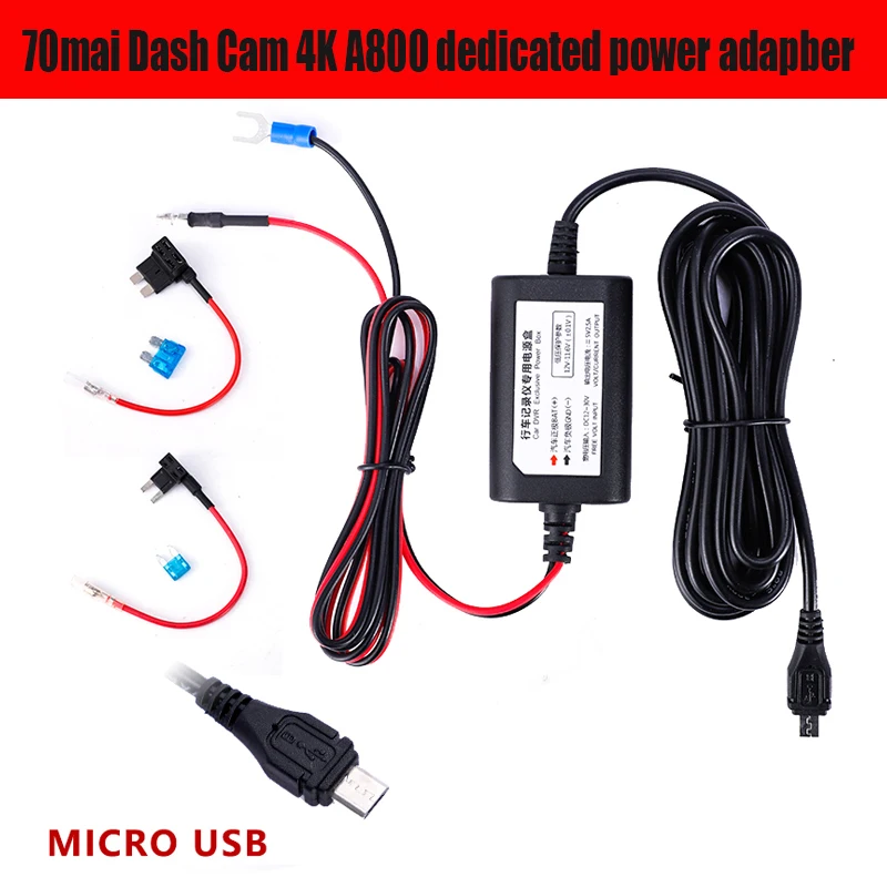 Dash Cam 12v Car Plug To Usb For 70mai Dash Cam A800S Micro USB