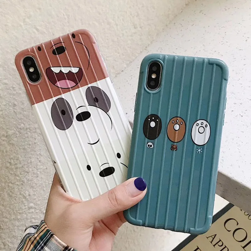 

We Bare Bears Mobile Phone Covers Cases for iphone 6 6s Plus 7 8plus Soft Slim TPU Cute For iphone X XS MAX suitcase Phone cases