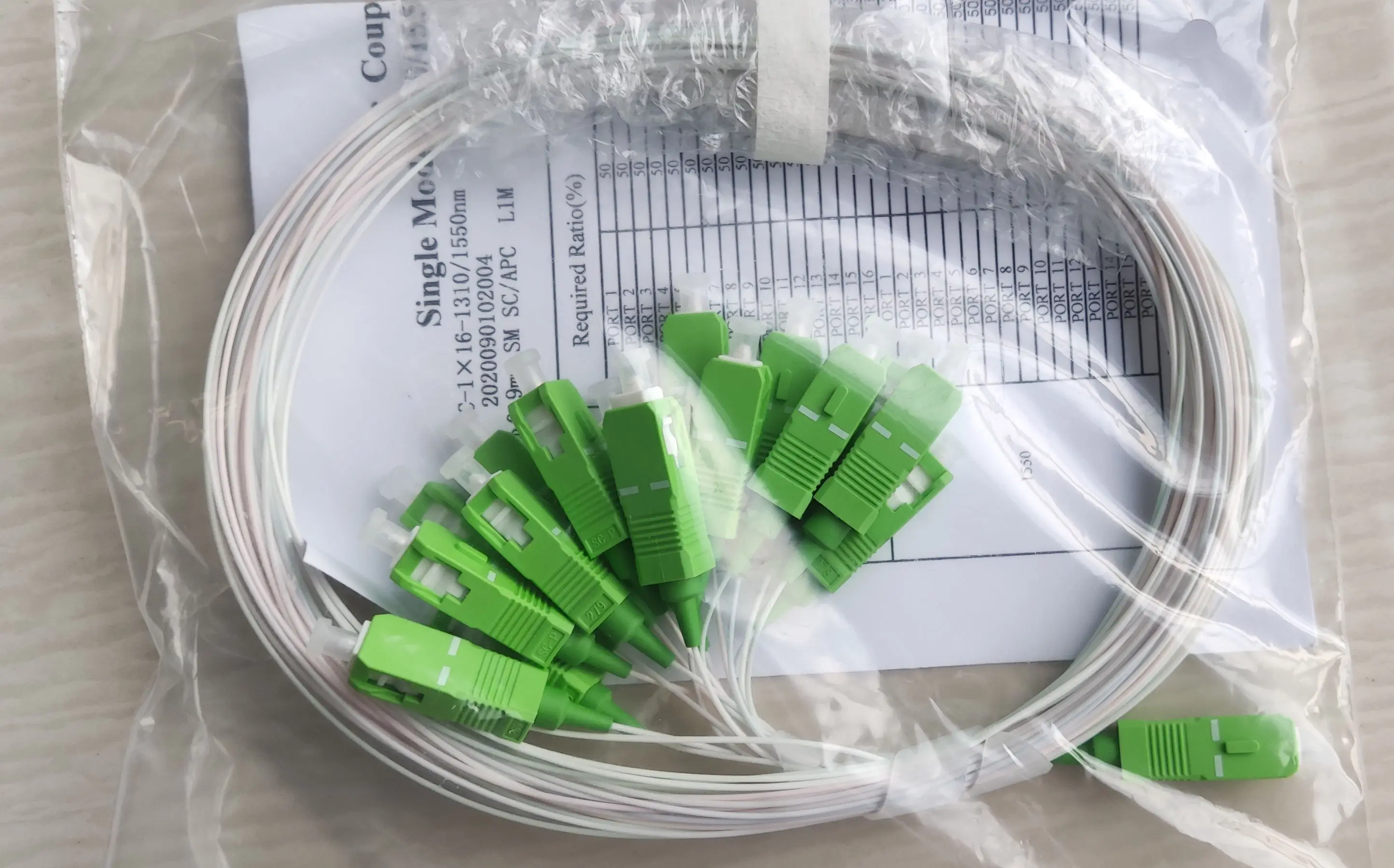 10 шт./лот 1X16 PLC SC/APC SM 0 9 мм G657A1 ПВХ 1 м FTTH волоконно-оптический сплиттер Бесплатная