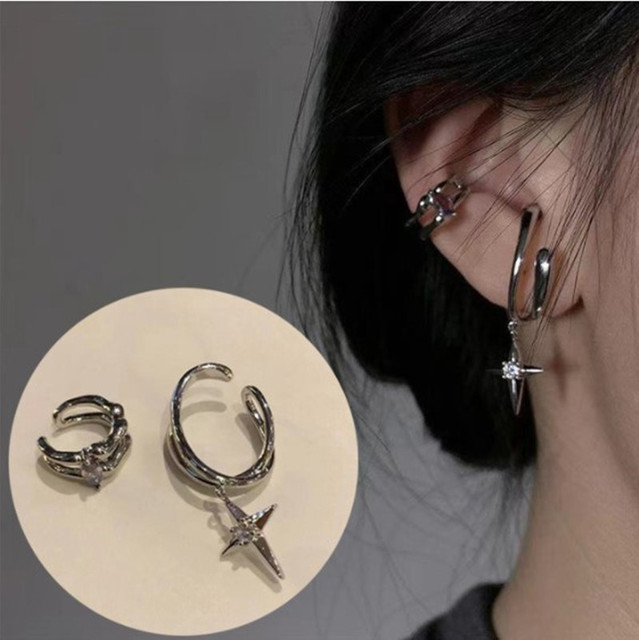 Fashion Star Moon Earrings For Women Asymmetrical High Sense Earrings Exquisite Earring 2021 Trend Jewelry